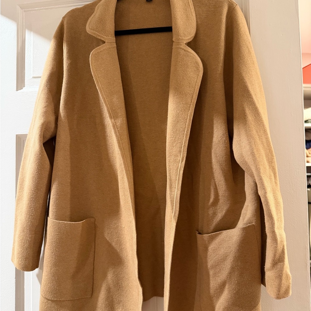 J. Crew Camel Open-Front Knit Coatigan